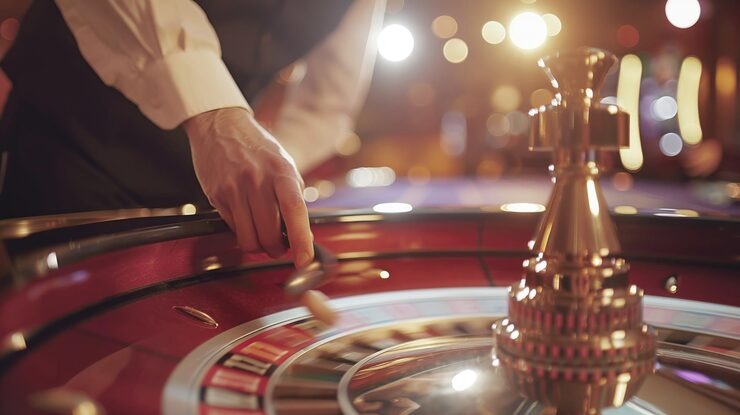 Roulette wheel with chip placement